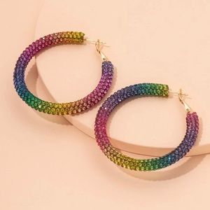 ๐๐ Colorful Rhinestone Hoops